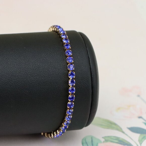 "Elegant Rose Gold Tennis Bracelet with Blue Stones, XPBL0832 - Picture 1 of 12